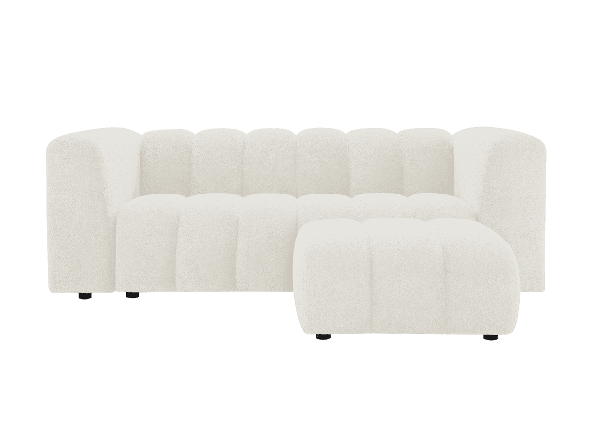 Pouf en tissu bouclette écru AELIS