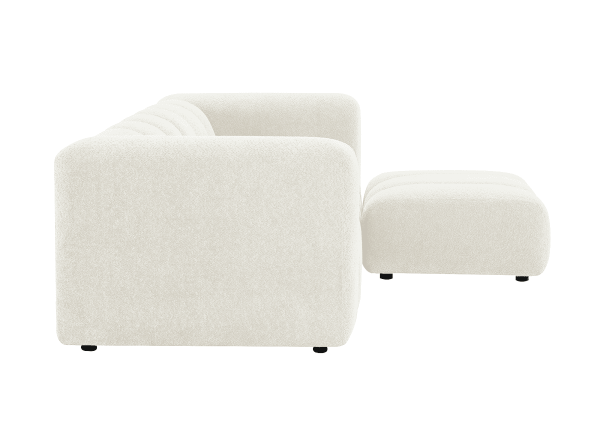Pouf en tissu bouclette écru AELIS