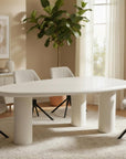 Table à manger asymétrique blanc 8 personnes 200cm AVELINE