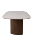 Table à manger en céramique beige pieds effet bois 10 personnes 220cm NAYA