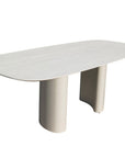Table à manger en céramique beige pieds en métal gris 10 personnes 220cm AZIEL
