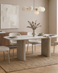 Table à manger en céramique beige pieds en métal gris 10 personnes 220cm AZIEL