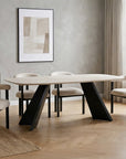 Table à manger en céramique blanc pieds noir 8 personnes 200cm ZELLY