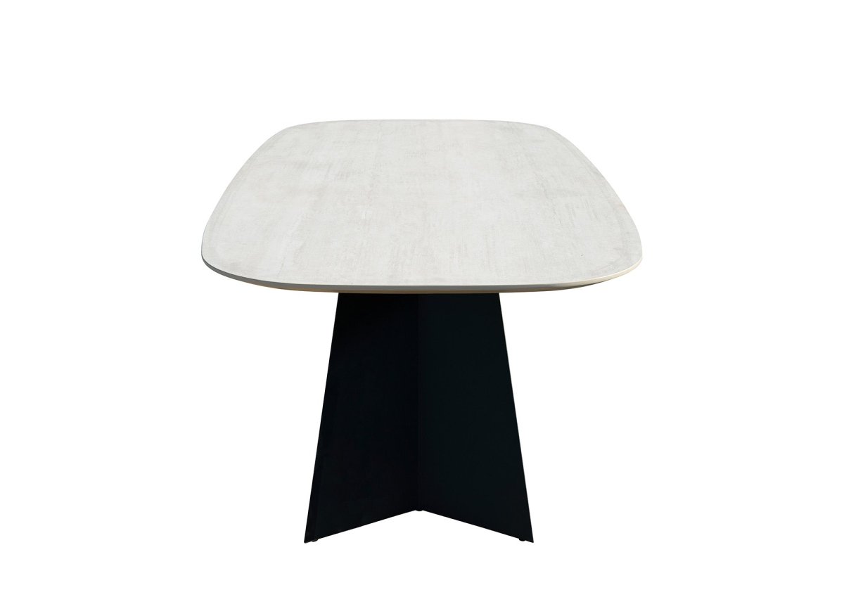Table à manger en céramique blanc pieds noir 8 personnes 200cm ZELLY