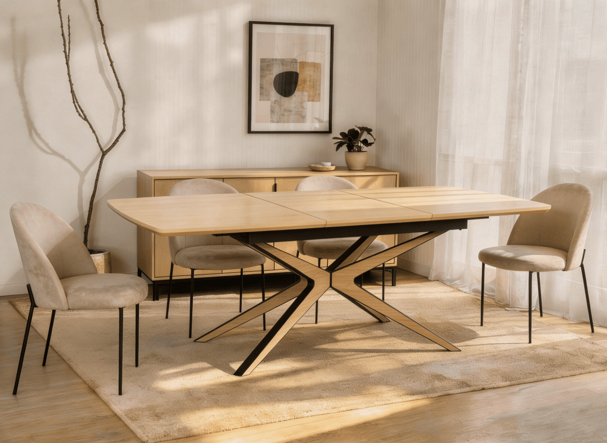 Table à manger extensible effet bois 10 personnes 160-220 cm OXANE