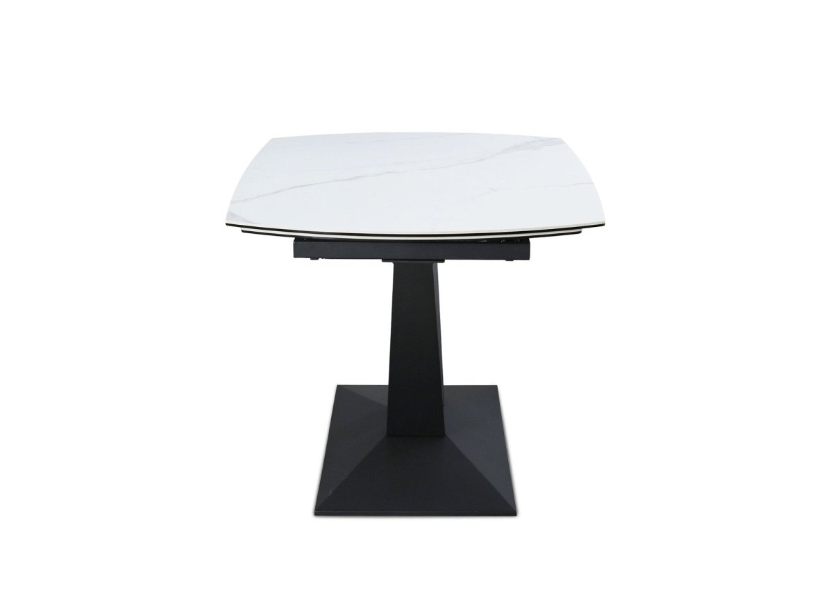 Table à manger extensible en céramique blanche 8 personnes 120-180 cm ELIAD