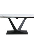 Table à manger extensible en céramique blanche 8 personnes 120-180 cm ELIAD