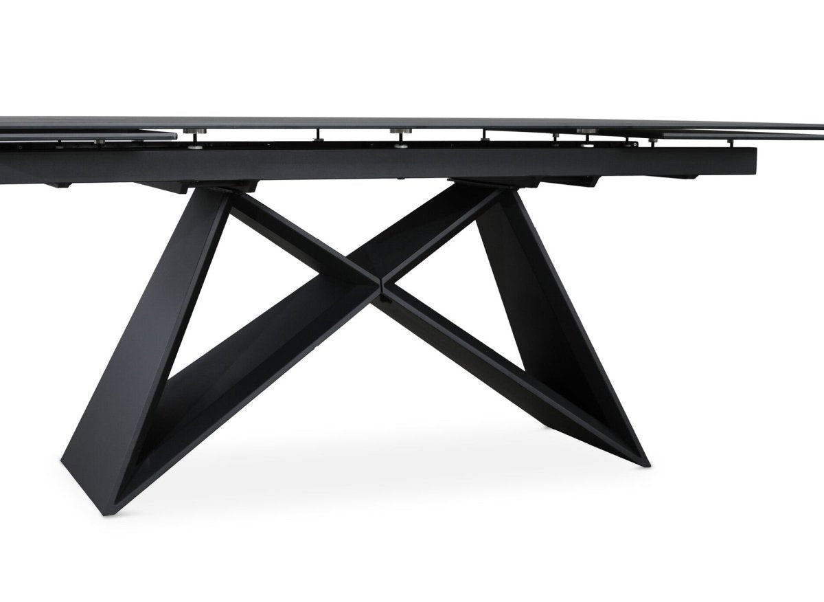 Table à manger extensible en céramique noire effet marbre 12 personnes 180-260 cm GABRIEL