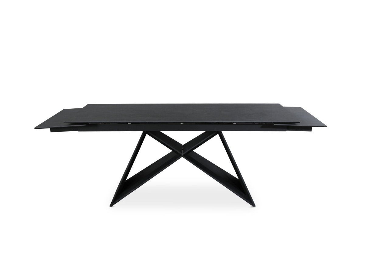 Table à manger extensible en céramique noire effet marbre 12 personnes 180-260 cm GABRIEL