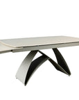 Table à manger extensible en métal beige plateau céramique blanc 160-240 cm PARIS
