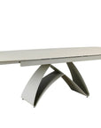 Table à manger extensible en métal beige plateau céramique blanc 160-240 cm PARIS