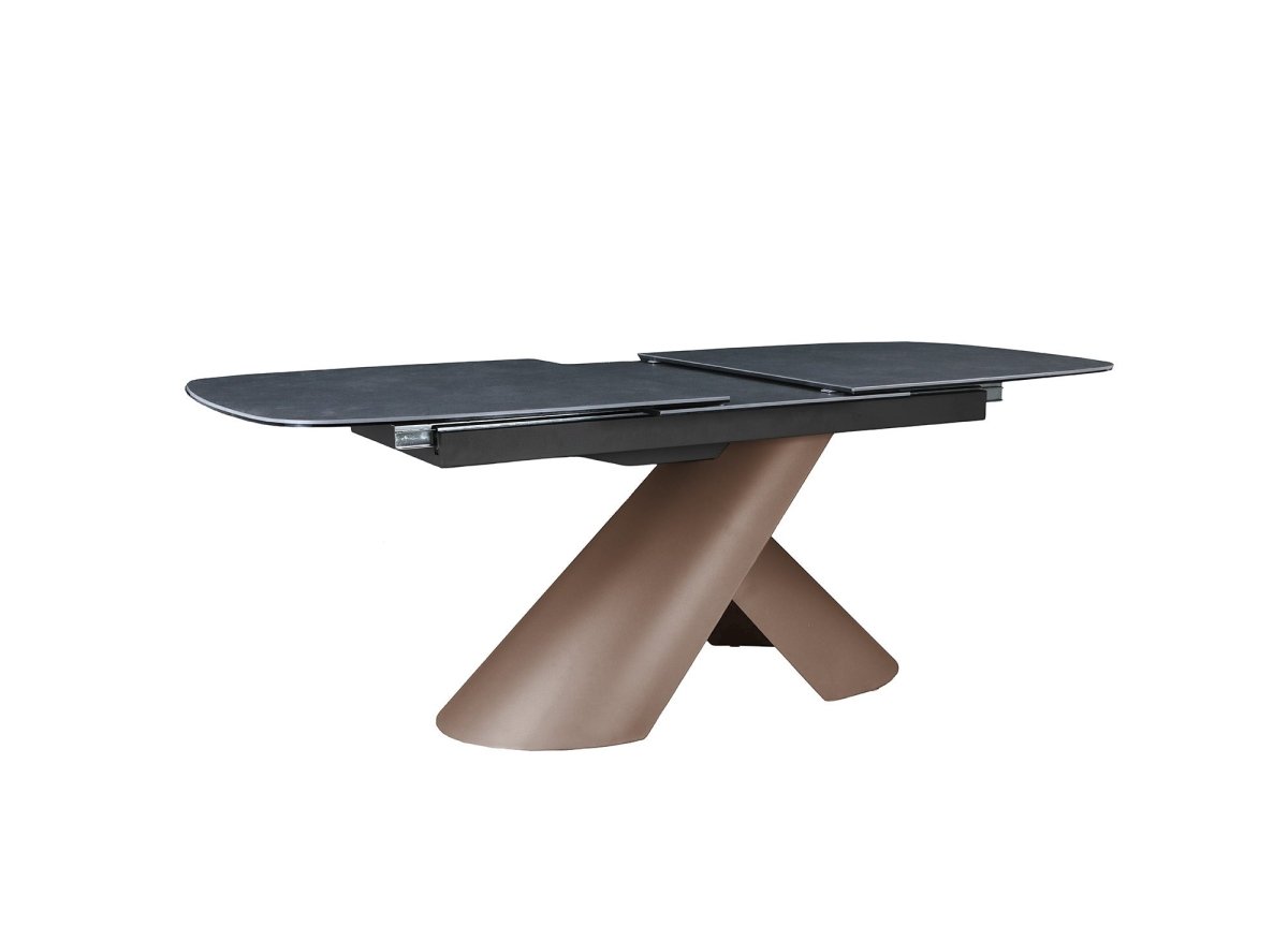 Table à manger extensible pieds métal marron plateau céramique 180-240 cm MILANO