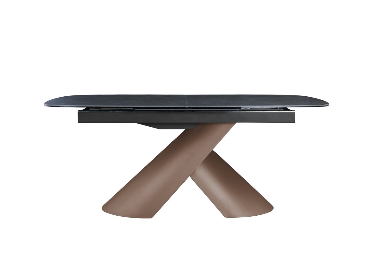 Table à manger extensible pieds métal marron plateau céramique 180-240 cm MILANO