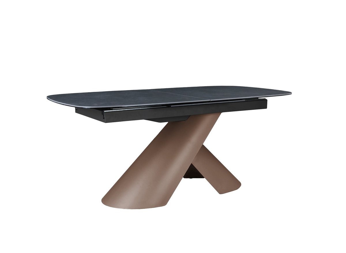 Table à manger extensible pieds métal marron plateau céramique 180-240 cm MILANO