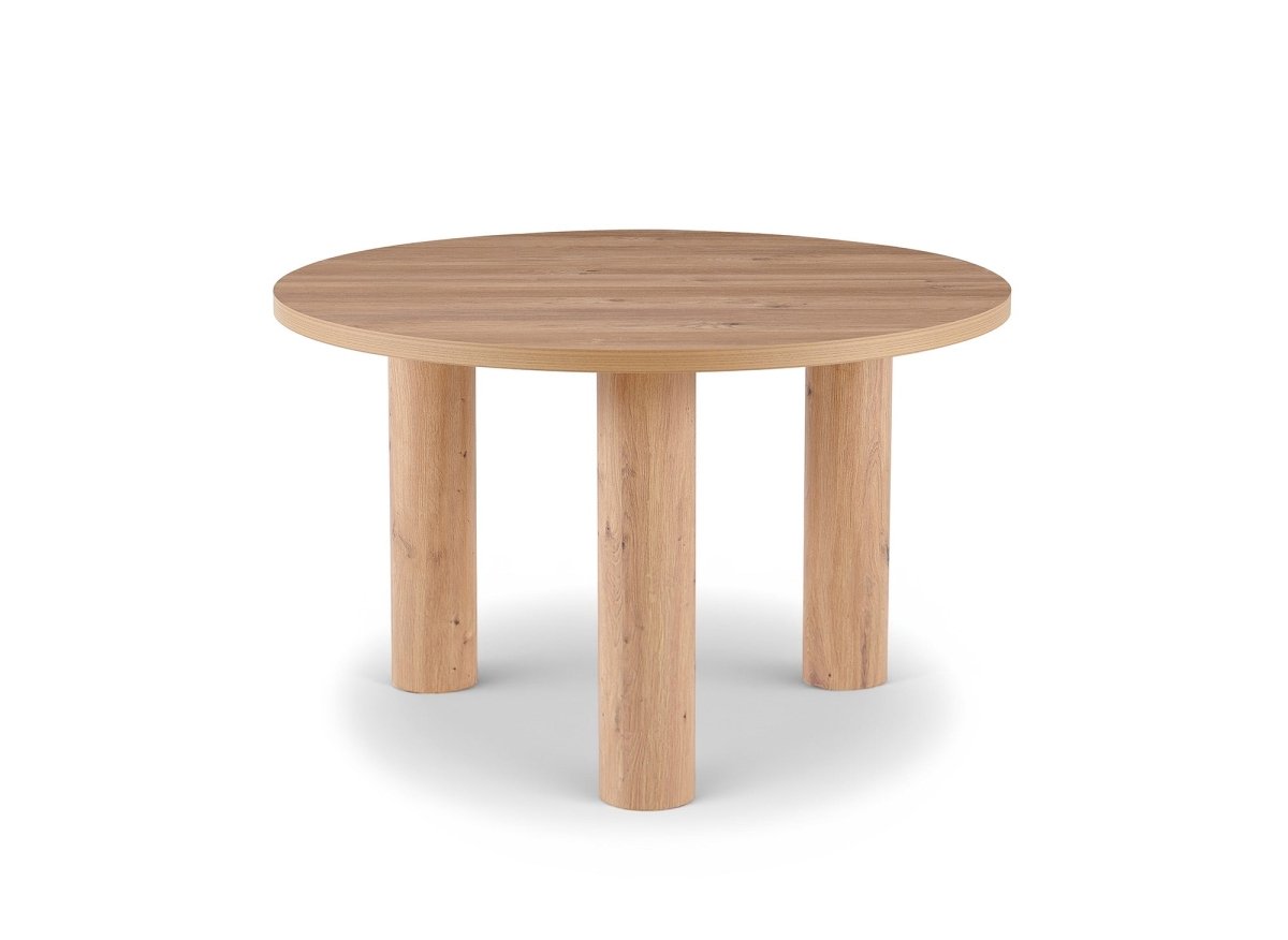 Table à manger ronde effet bois 120cm LORINA
