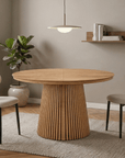 Table à manger ronde extensible en bois clair 120-200cm HEKA