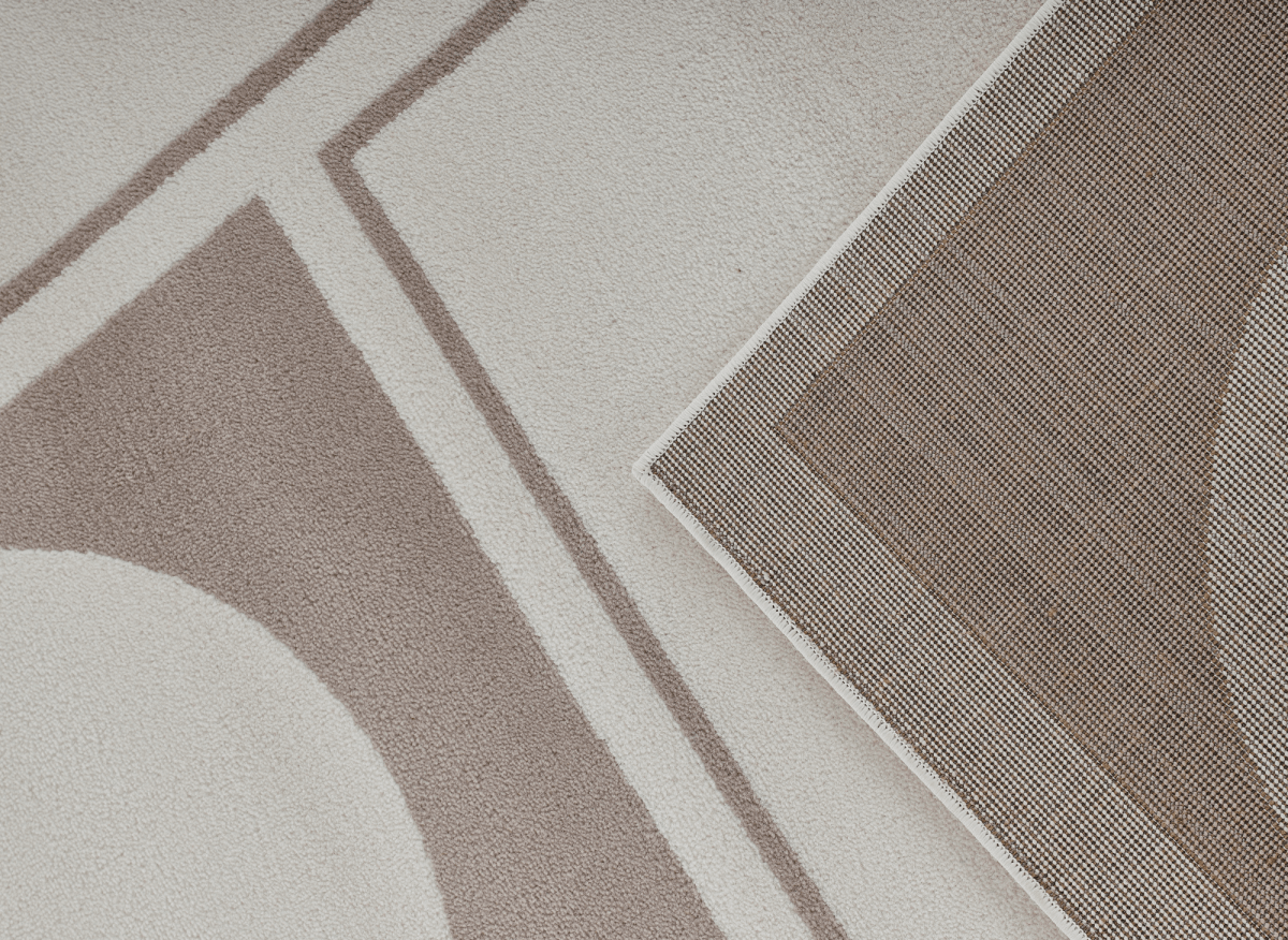 Tapis à formes géométriques beige et marron 200 x 290 cm SIENNA