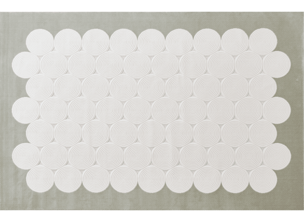 Tapis à motifs rond blanc écru 154 x 230 cm CLARA