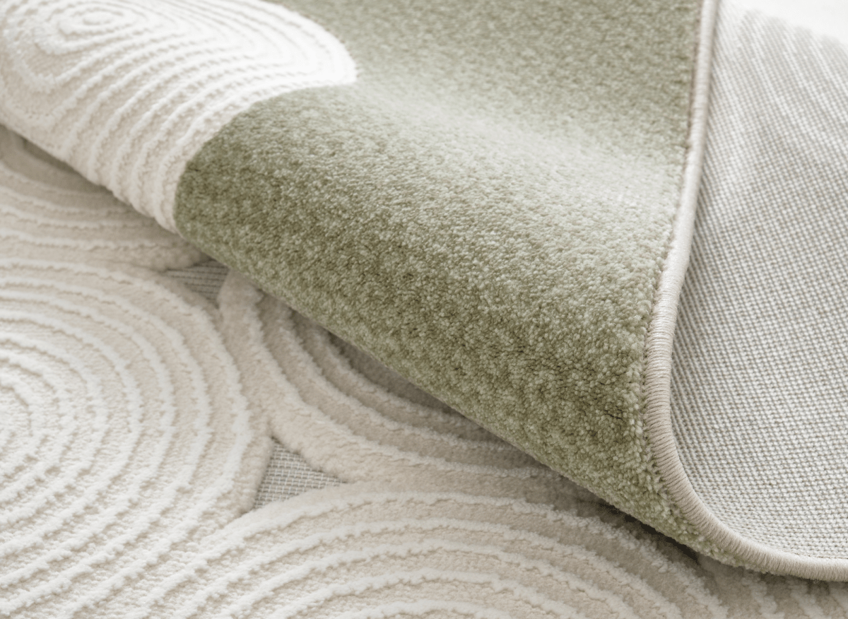 Tapis à motifs rond blanc écru 154 x 230 cm CLARA