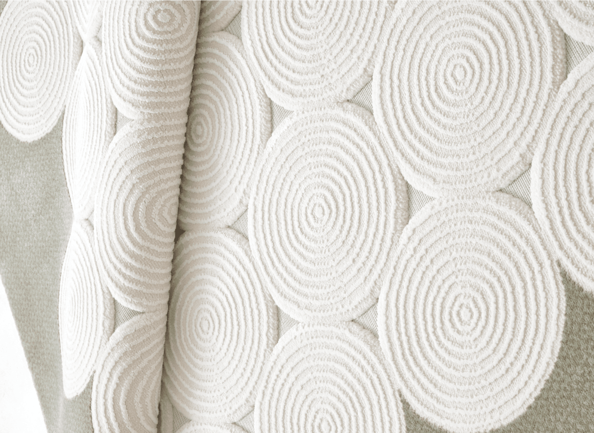 Tapis à  motifs rond blanc écru 192 x 290 cm CLARA