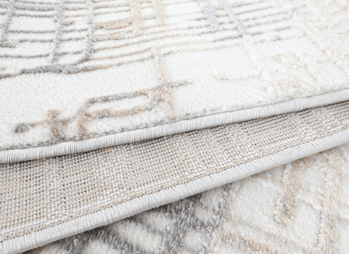Tapis beige à motifs striés gris 160 x 230 cm PEKIN