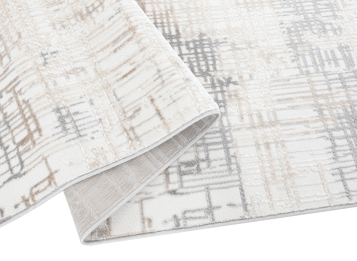 Tapis beige à motifs striés gris 160 x 230 cm PEKIN
