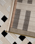 Tapis blanc à motifs noirs, verts et orange 160 x 230 cm ELINN