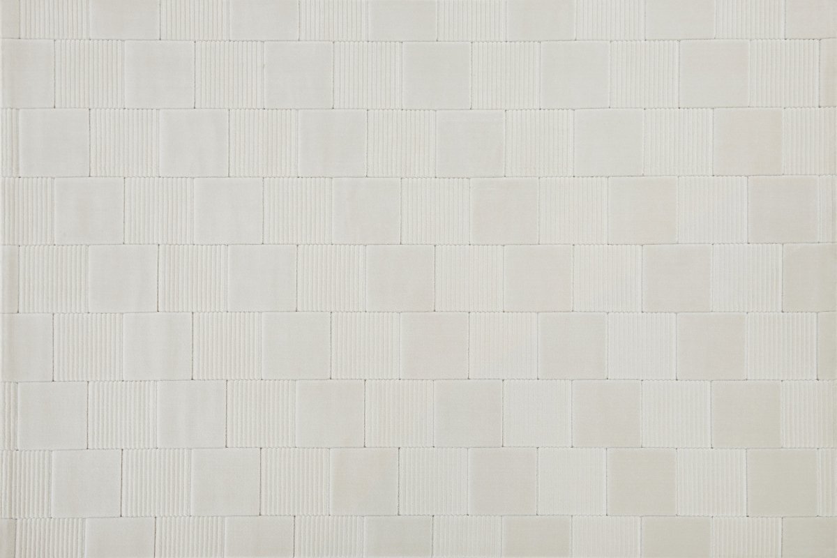 Tapis blanc écru à carreaux texturés 200 x 290 cm KARLINE