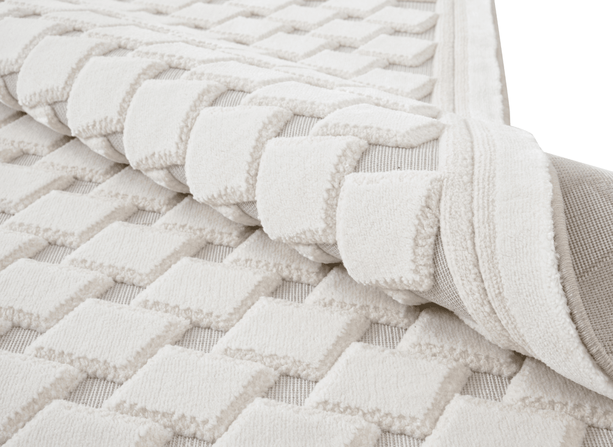 Tapis blanc écru à formes carrées 192 x 290 cm LERIS