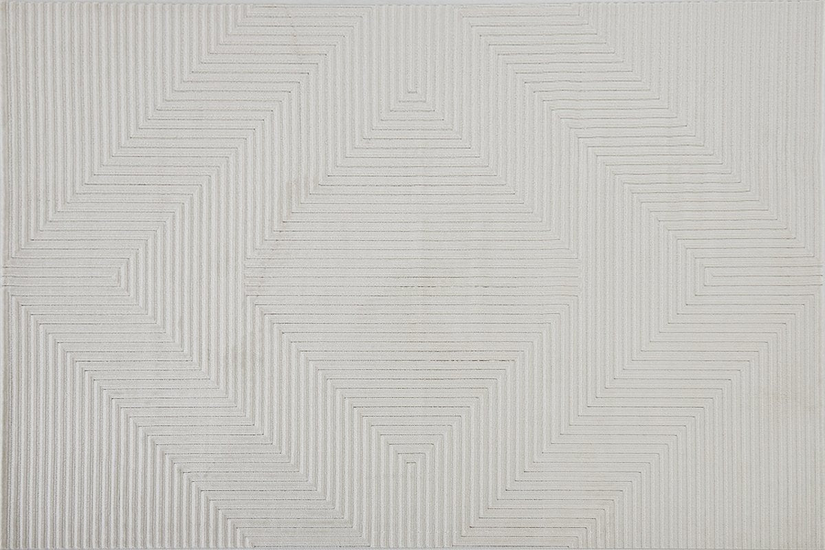 Tapis blanc écru à losanges beiges 200 x 290 cm ROUBY