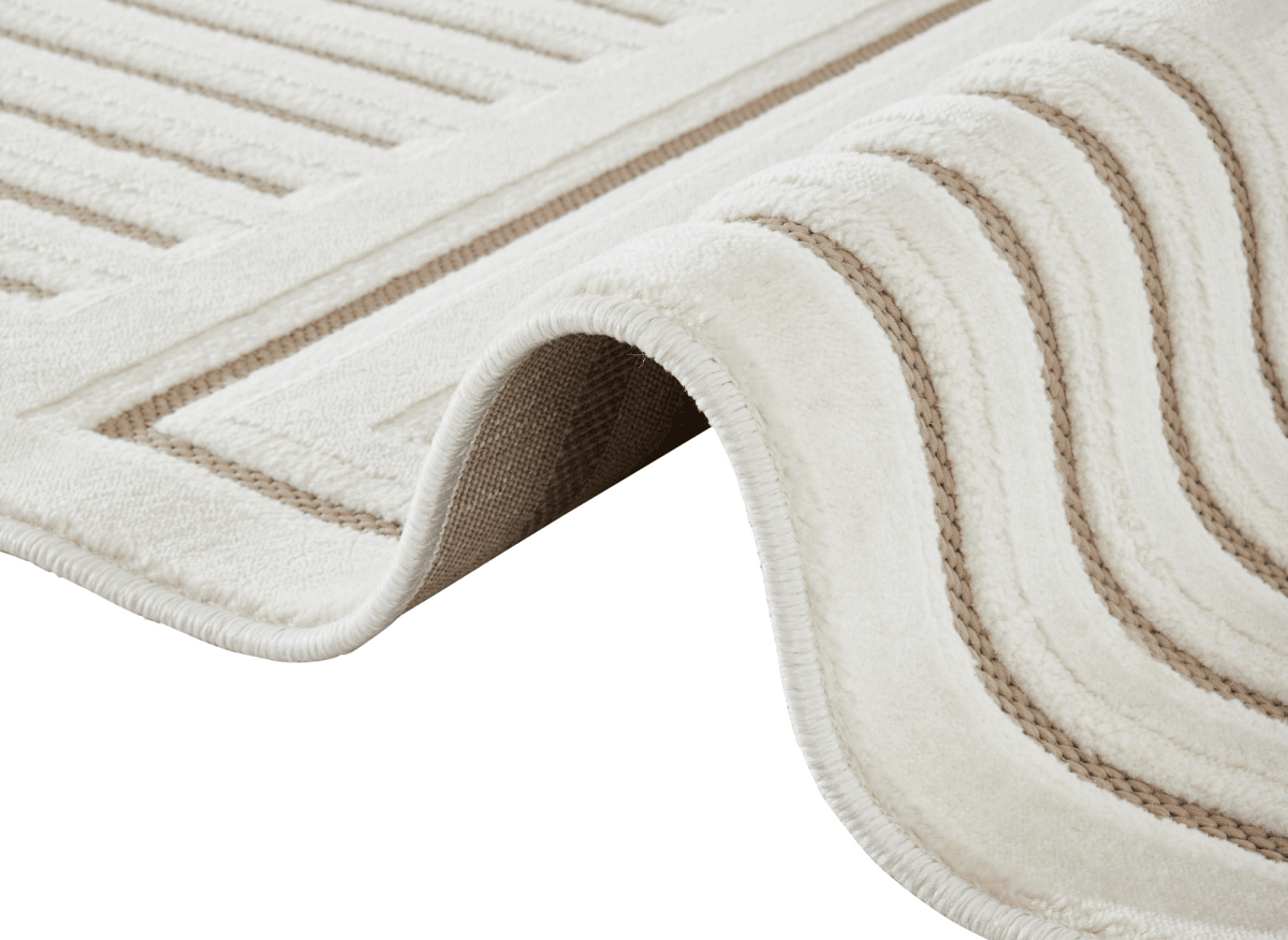 Tapis blanc écru à motifs chevrons  200 x 290 cm AMELIO