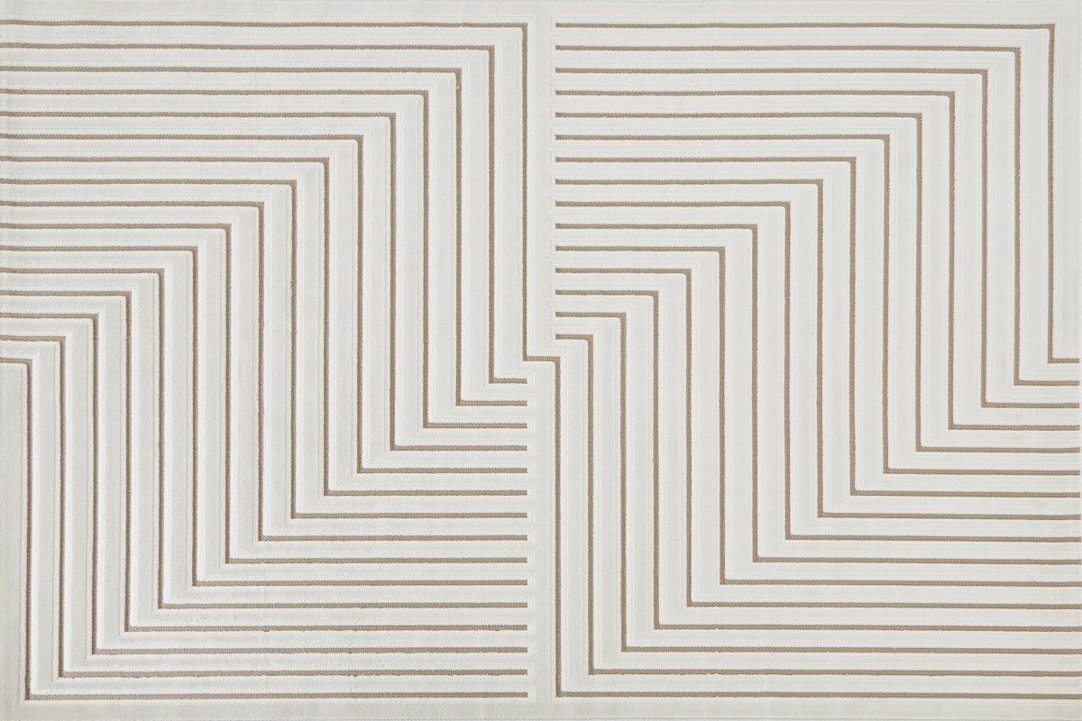 Tapis blanc écru à motifs chevrons  200 x 290 cm AMELIO