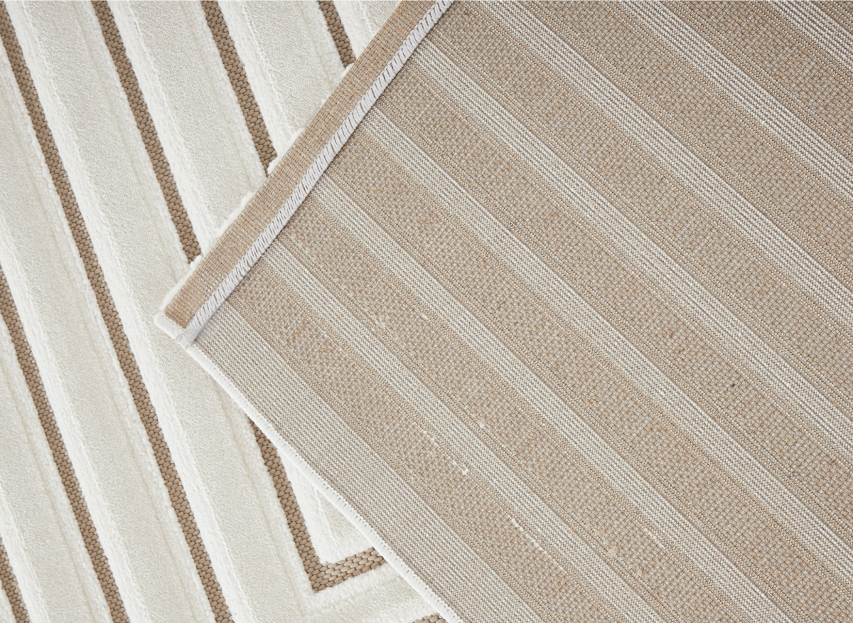 Tapis blanc écru à motifs chevrons  200 x 290 cm AMELIO
