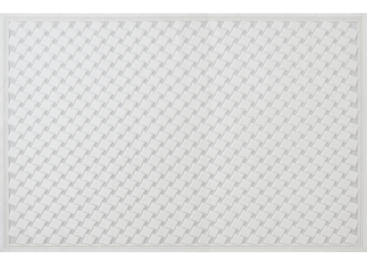 Tapis blanc écru effet moulure parisienne 154 x 230 cm LERIS