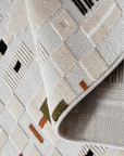 Tapis écru à motifs géométriques verts et orange 160 x 230 cm LOANE