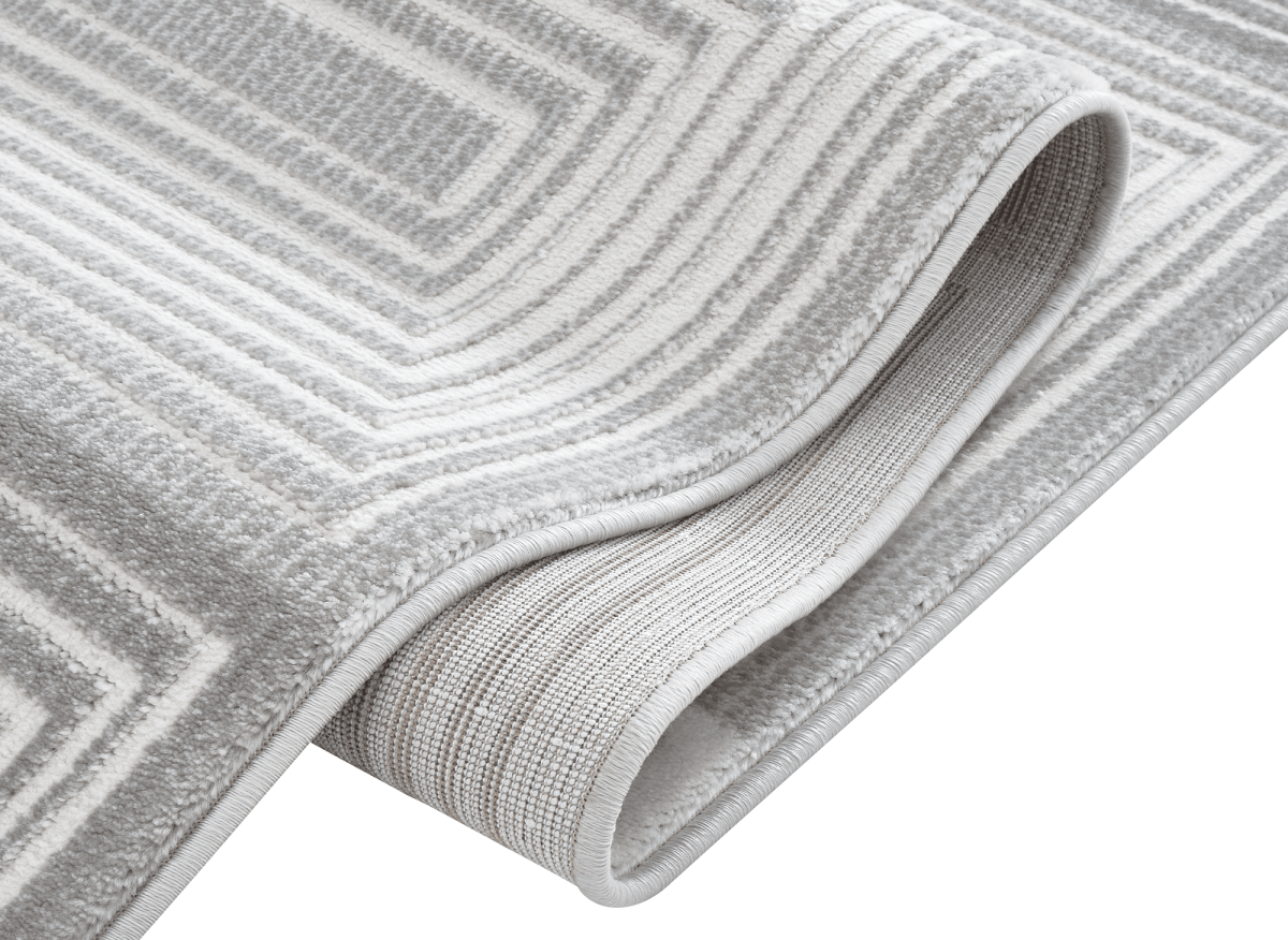 Tapis graphique art déco gris et blanc 160 x 230 cm HALL