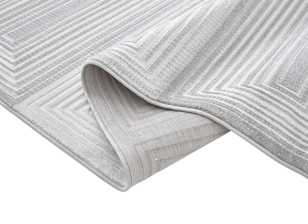 Tapis graphique art déco gris et blanc 160 x 230 cm HALL