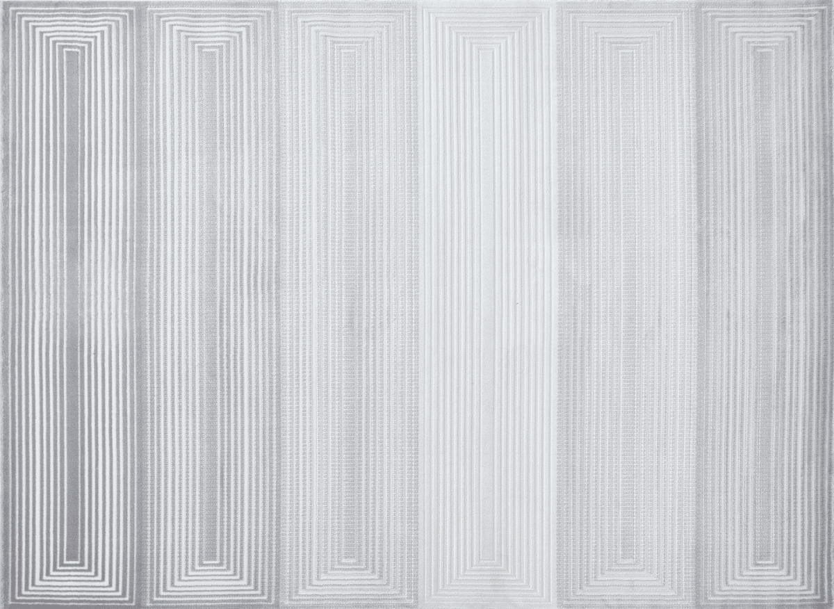 Tapis graphique art déco gris et blanc 200 x 290 cm HALL
