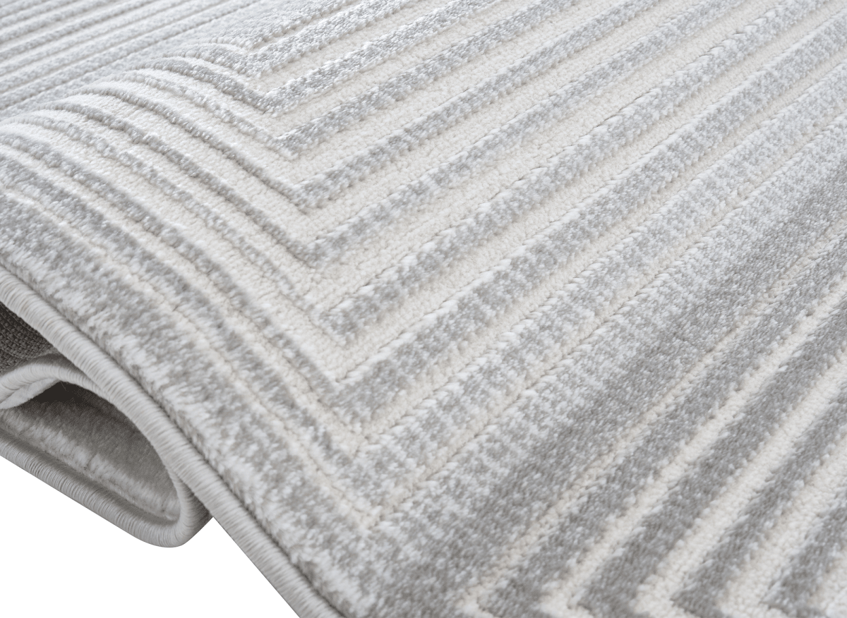Tapis graphique art déco gris et blanc 200 x 290 cm HALL