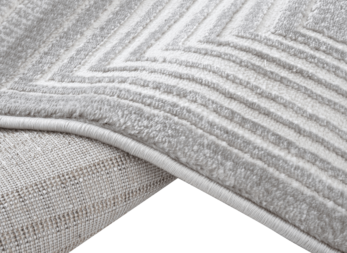 Tapis graphique art déco gris et blanc 200 x 290 cm HALL